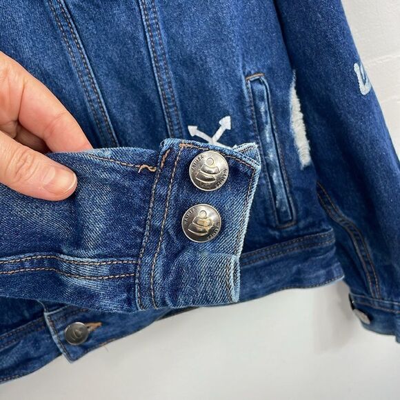 WAIMEA Men's Distressed Graphic Denim Jeans Jacket size Small - Picture 5 of 13